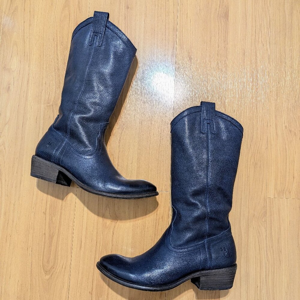 FRYE Carson Pull-On Sapphire Blue/NavyBoots Size 7.5 - Picture 2 of 9